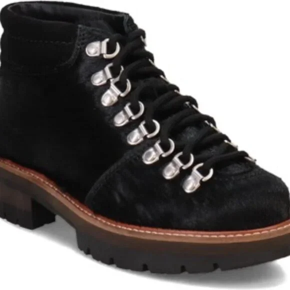 Clarks Orianna Alpine Leather Faux Fur Hiking Boots Black Size 6 - Picture 2 of 7